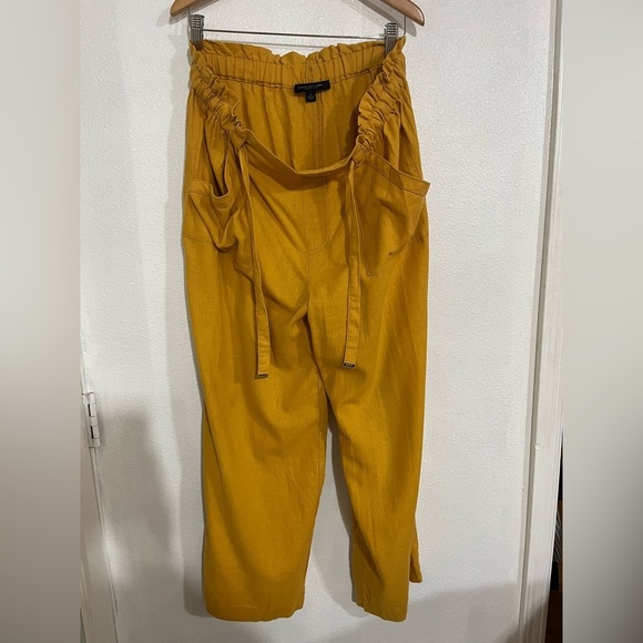 Marc New York Andrew Mark L yellow paperbagwaist wide pants linenblend cropped - Picture 2 of 5
